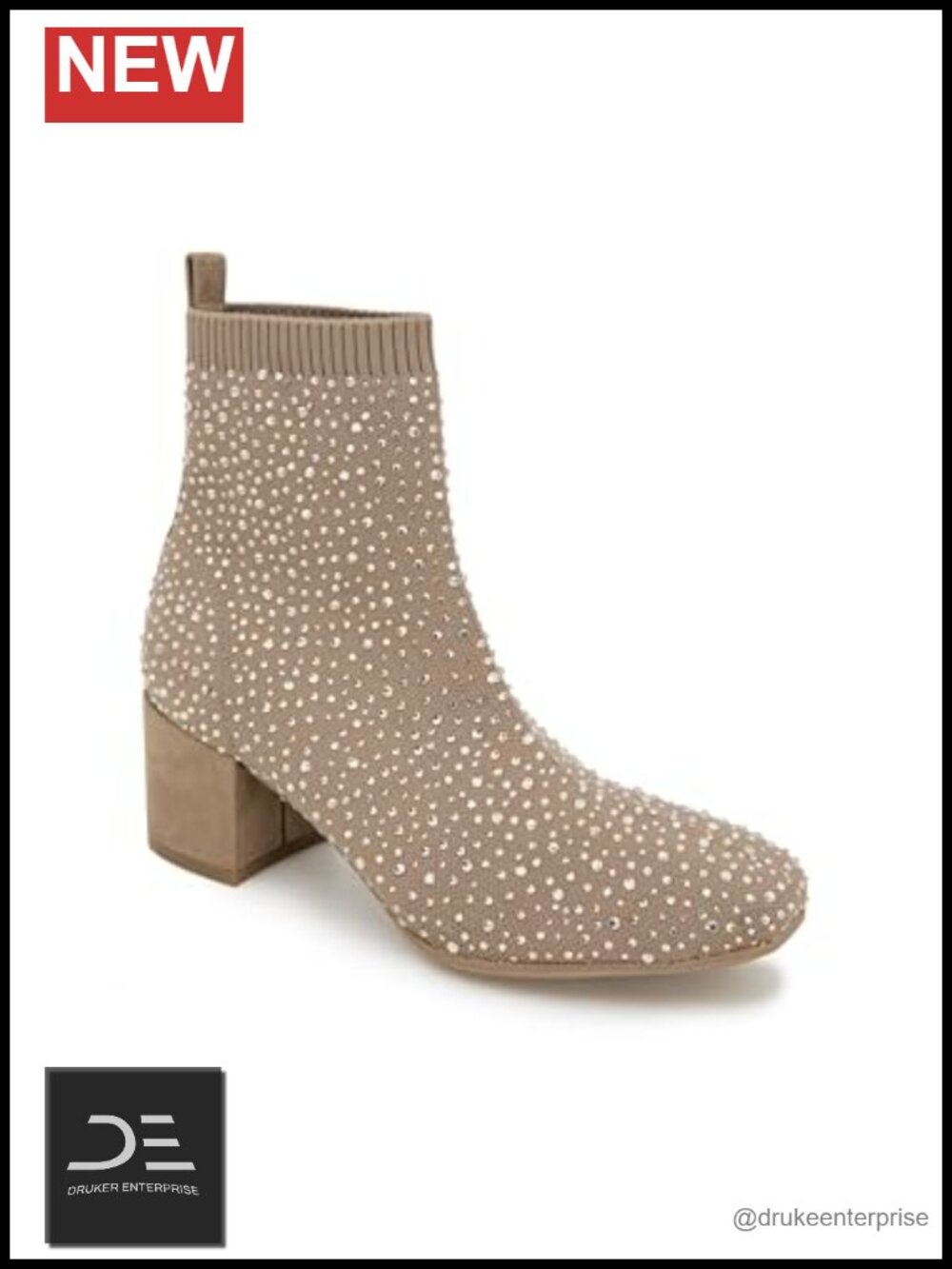 Knit Ankle Booties Block Heel Stretch